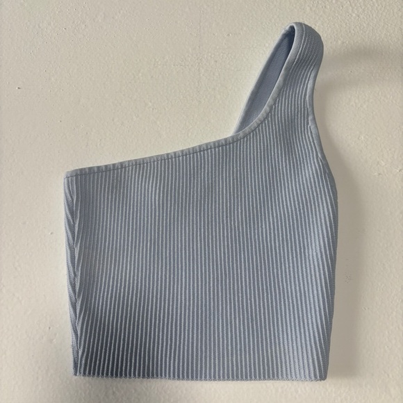 Aritzia Babaton Tank Women X Blue Top Stretch One Shoulder Minimal Basic Ribbed - Picture 1 of 5